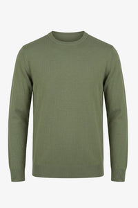 Grüner Herren-Strickpullover mit Rundhalsausschnitt, normale Passform
