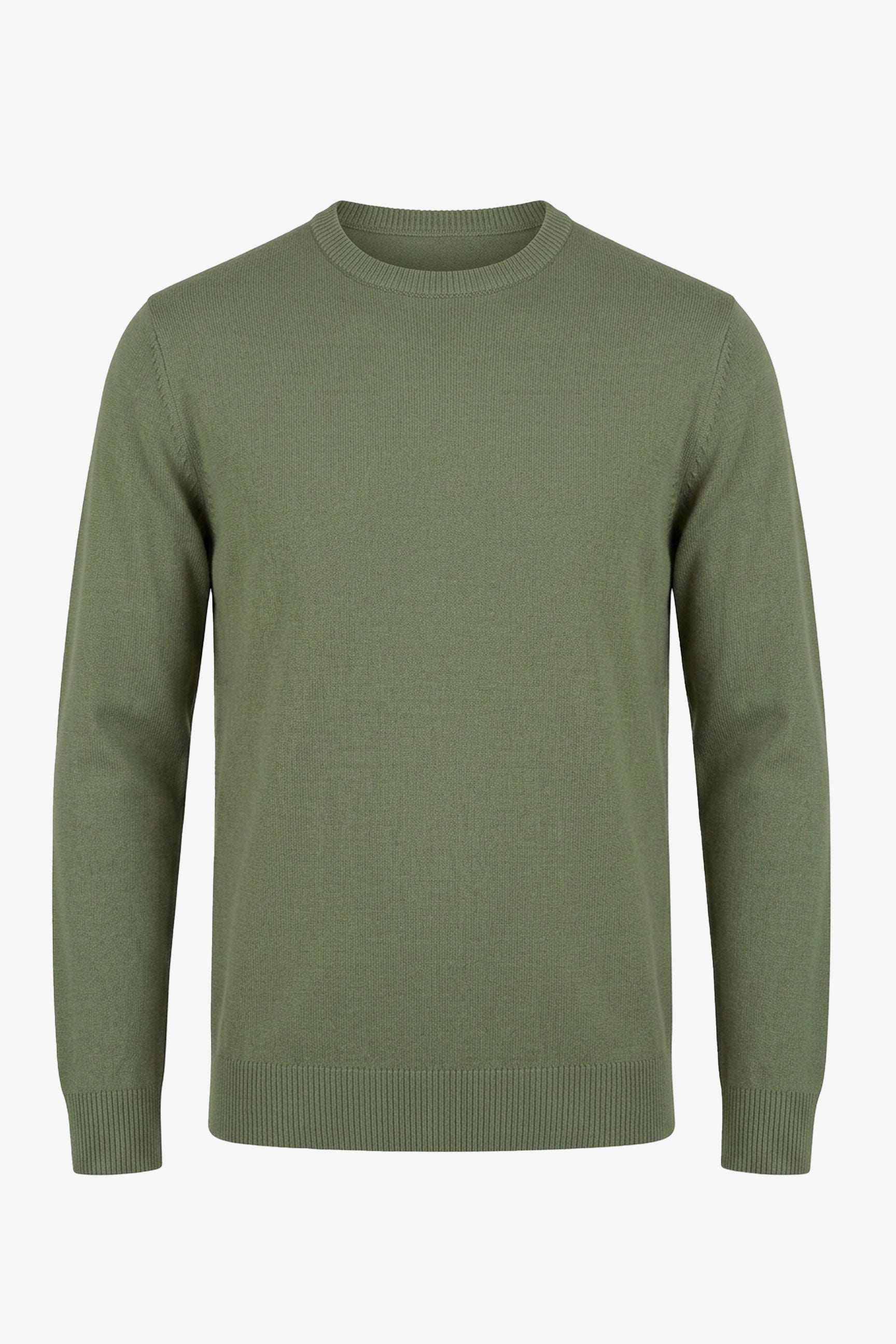 Grüner Herren-Strickpullover mit Rundhalsausschnitt, normale Passform