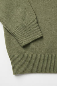 Grüner Herren-Strickpullover mit Rundhalsausschnitt, normale Passform