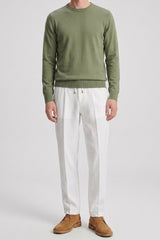 Grüner Herren-Strickpullover mit Rundhalsausschnitt, normale Passform