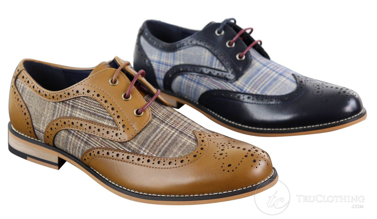 Men's Leather and Tweed Vintage Shoes - Cavani Oslo