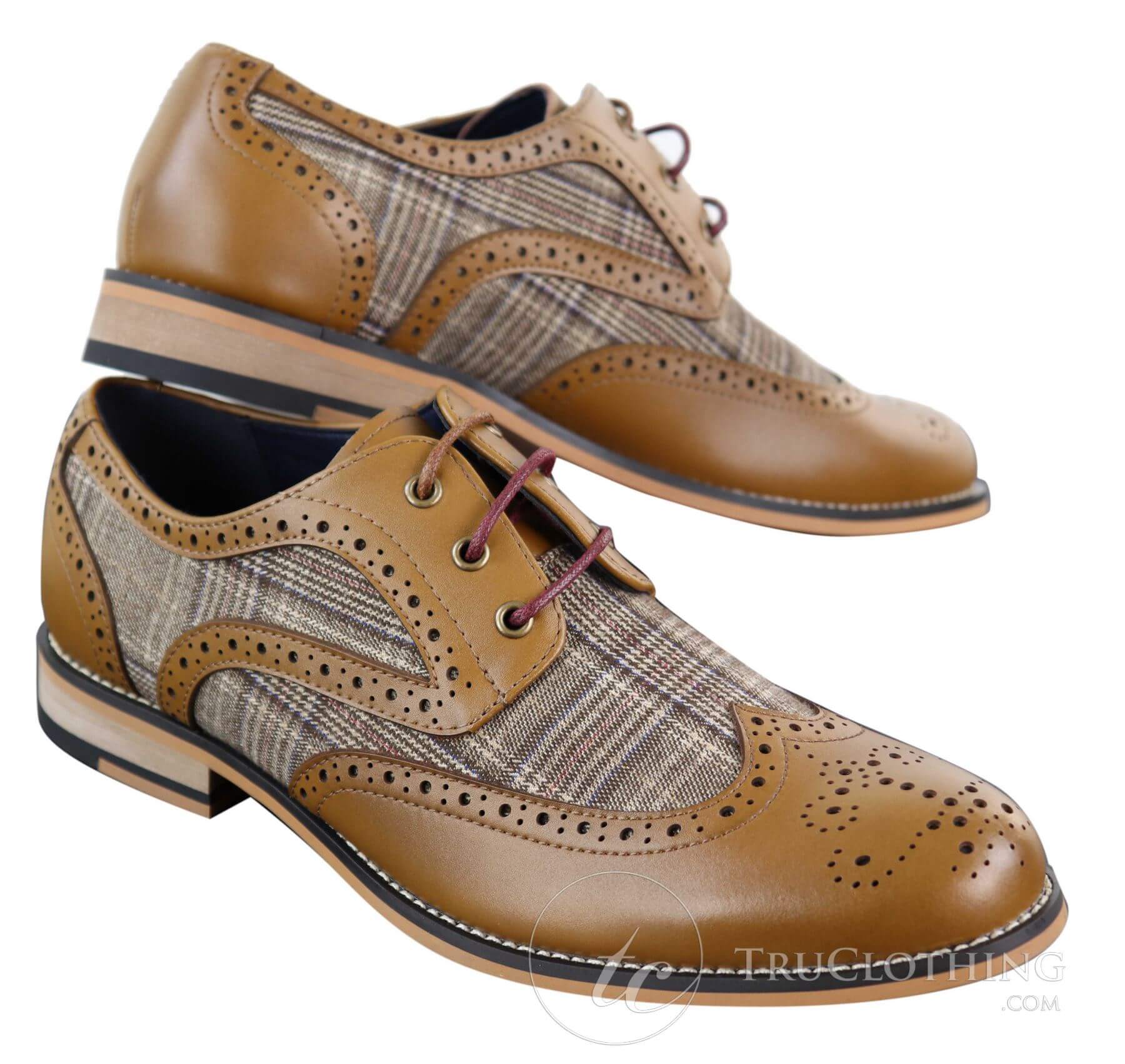 Men's Leather and Tweed Vintage Shoes - Cavani Oslo