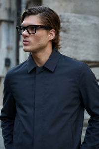 Marineblaue, wasserdichte Harrington-Jacke für Herren mit Kragen