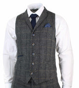 Cavani Albert - Men's Herringbone Tweed Check 3 Piece Suit - Charcoal
