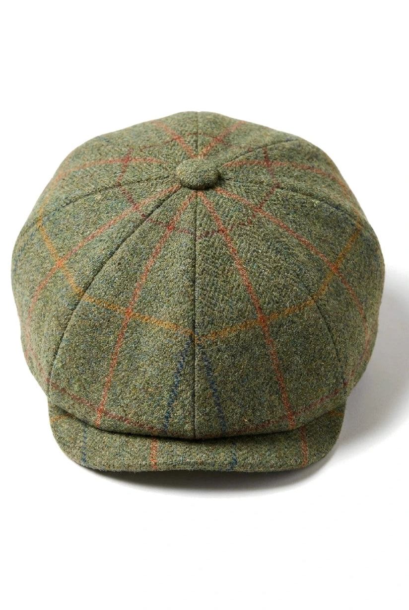 Herren 8 Panel Razor Hat Tweed Blinders Newsboy Grün Karierte Schiebermütze
