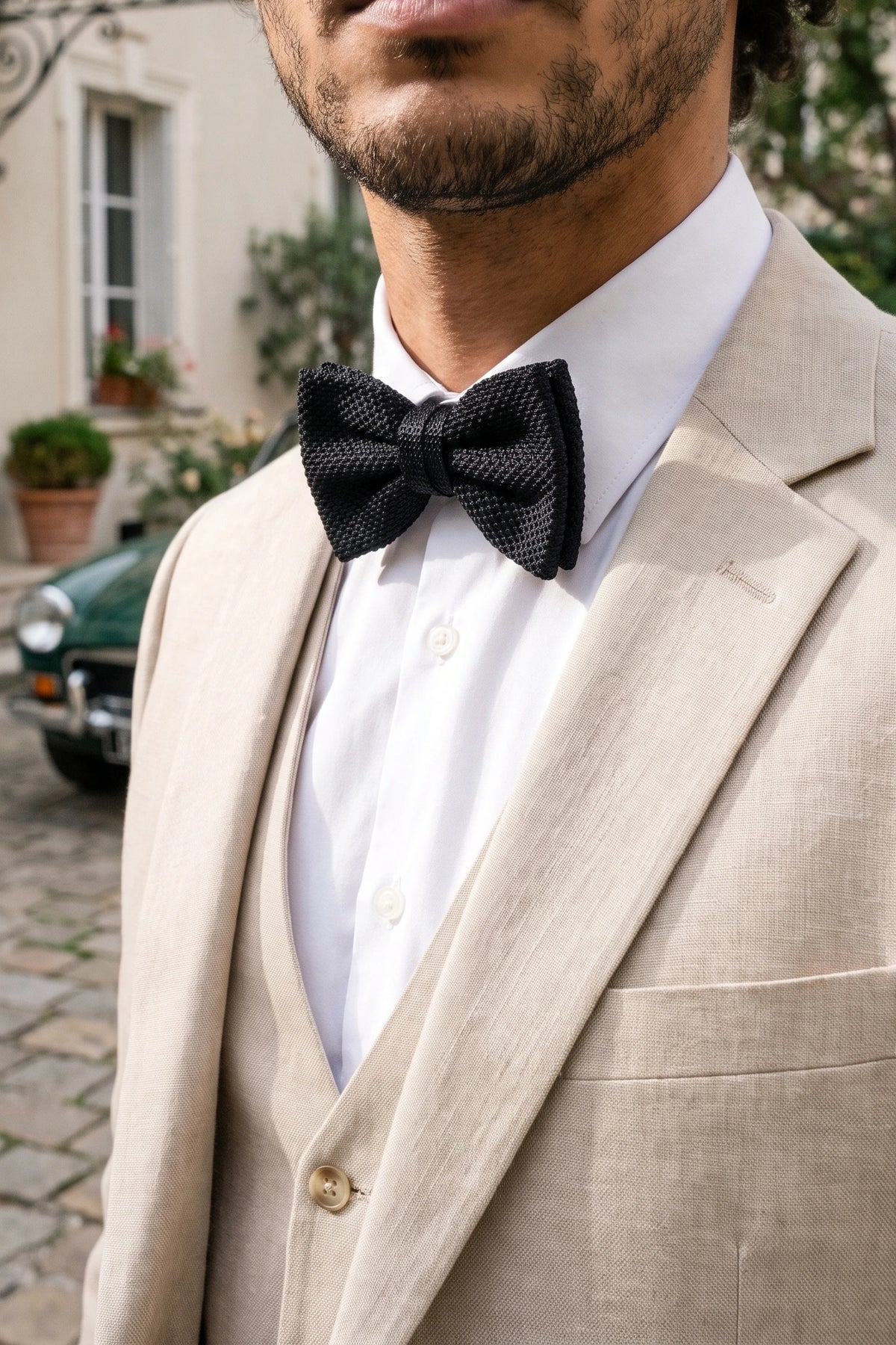 Schwarze Strickfliege für Herren