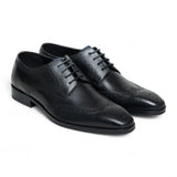 Klassische, formelle Schnürschuhe im Brogue-Stil aus schwarzem Leder für Herren