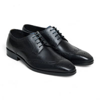 Klassische, formelle Schnürschuhe im Brogue-Stil aus schwarzem Leder für Herren