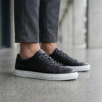 Schwarze Herren-Sneaker aus Leder mit Schnürung