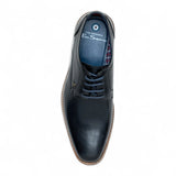 Schwarze, polierte, schlichte Derby-Schuhe für Herren aus Leder