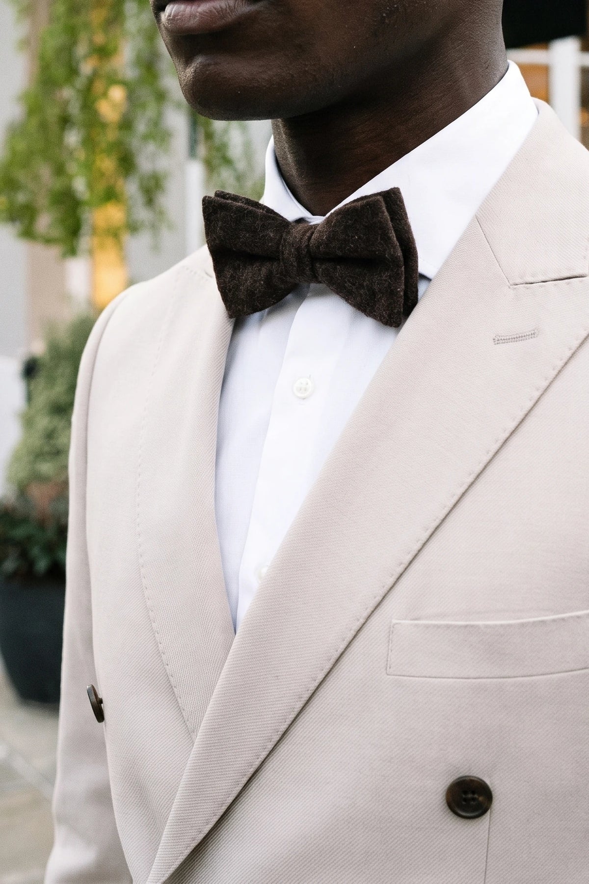Schwarze Herrenfliege aus Tweed-Wollmischung