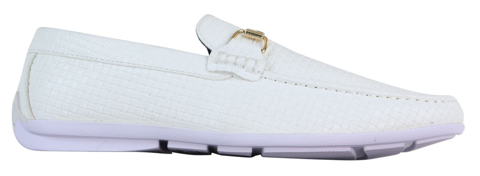 Mens Black Weave PU Leather Loafers