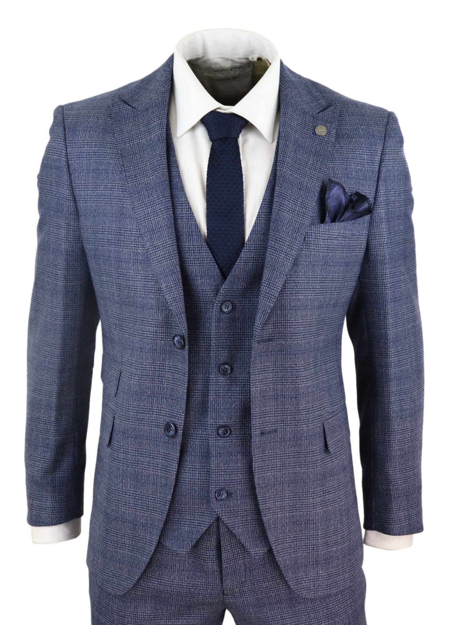 Mens 3 Piece Suit Classic Tweed Check Vintage Retro Peaky Blinders Tailored Fit