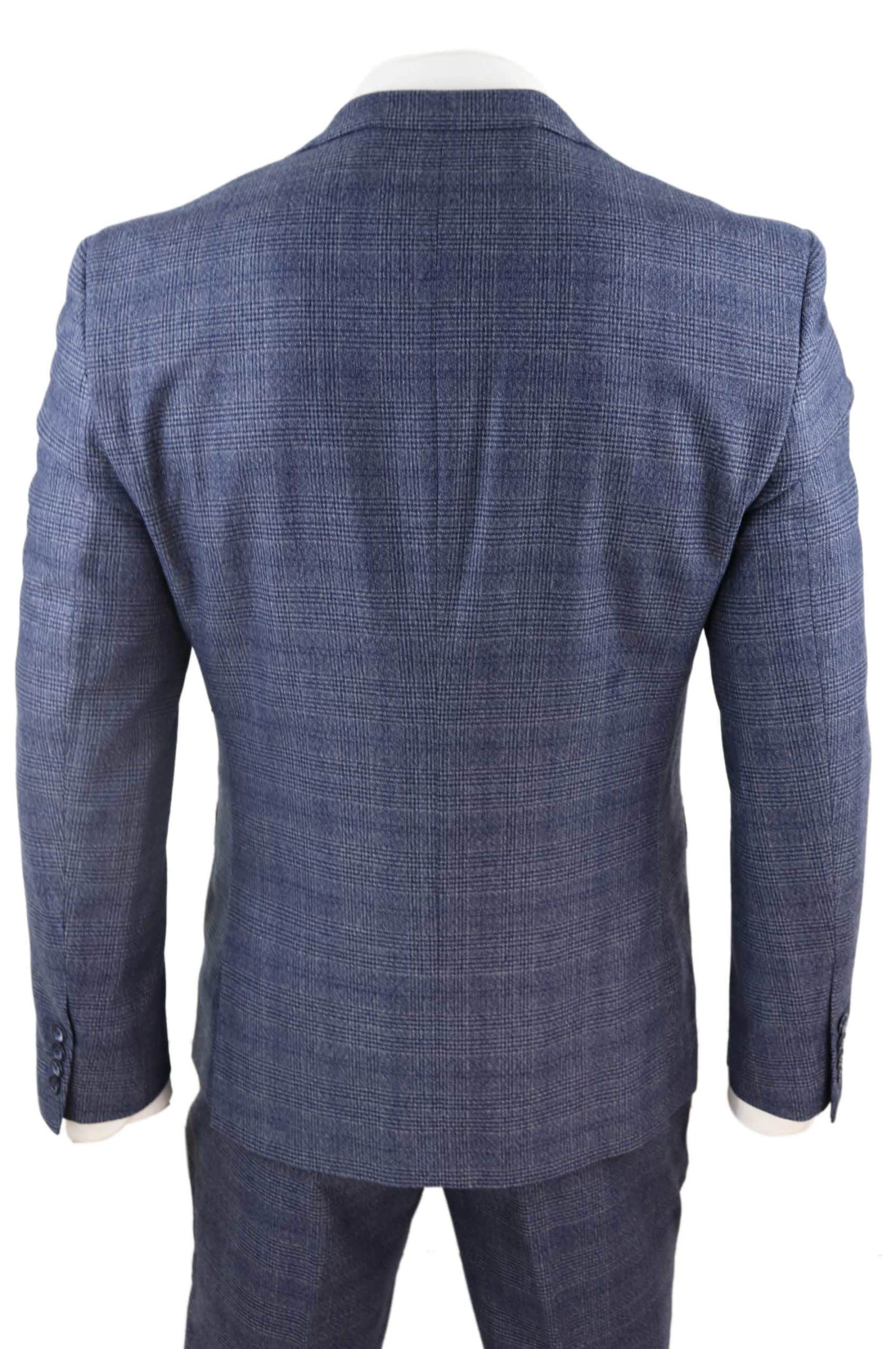 Mens 3 Piece Suit Classic Tweed Check Vintage Retro Peaky Blinders Tailored Fit