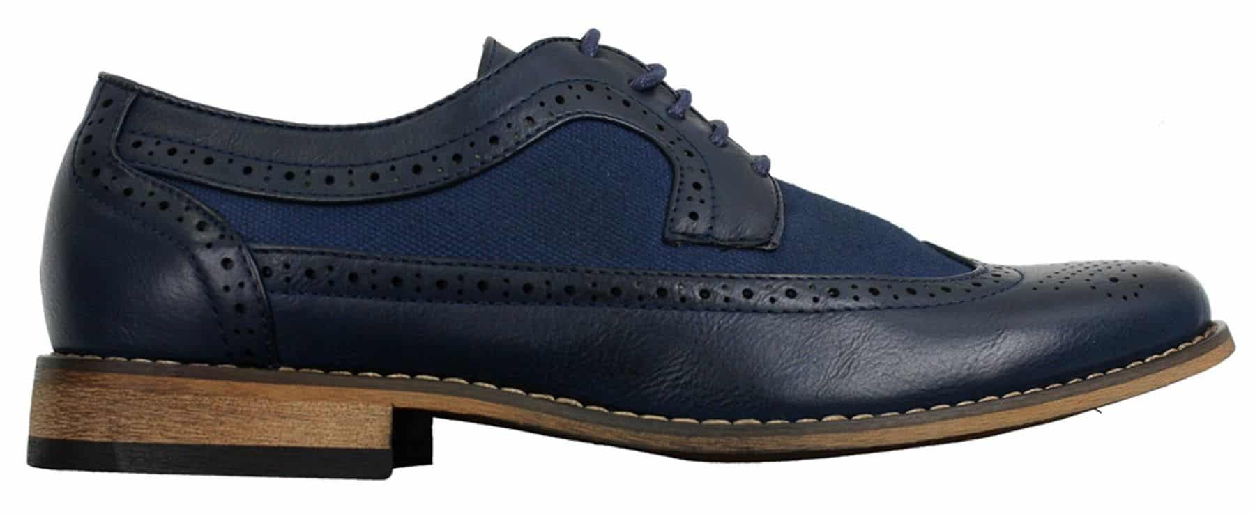 Mens Brogues Leather Shoes Italian Designer Smart Casual Brown Black Navy Retro