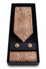Geschenkset für Herrenkrawatten mit bronzefarbenem Paisley-Muster