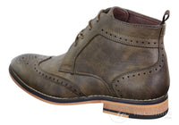 Mens Brown Laced Brogue Boots - Cavani Sava
