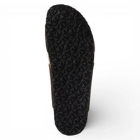 Braune Herren-Sandalen aus Leder zum Hineinschlüpfen mit Fußbett