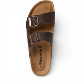 Braune Herren-Sandalen aus Leder zum Hineinschlüpfen mit Fußbett