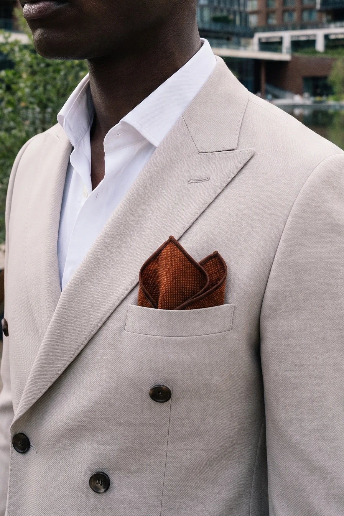 Einstecktuch aus braunem Tweed für Herren