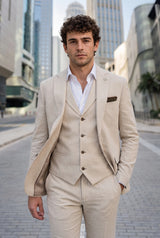 Einstecktuch aus braunem Tweed für Herren