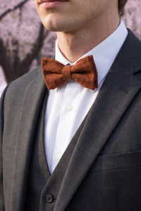 Herrenfliege aus braunem Tweed-Wollmischgewebe