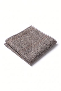 Einstecktuch für Herren aus braunem Tweed-Wollmischgewebe