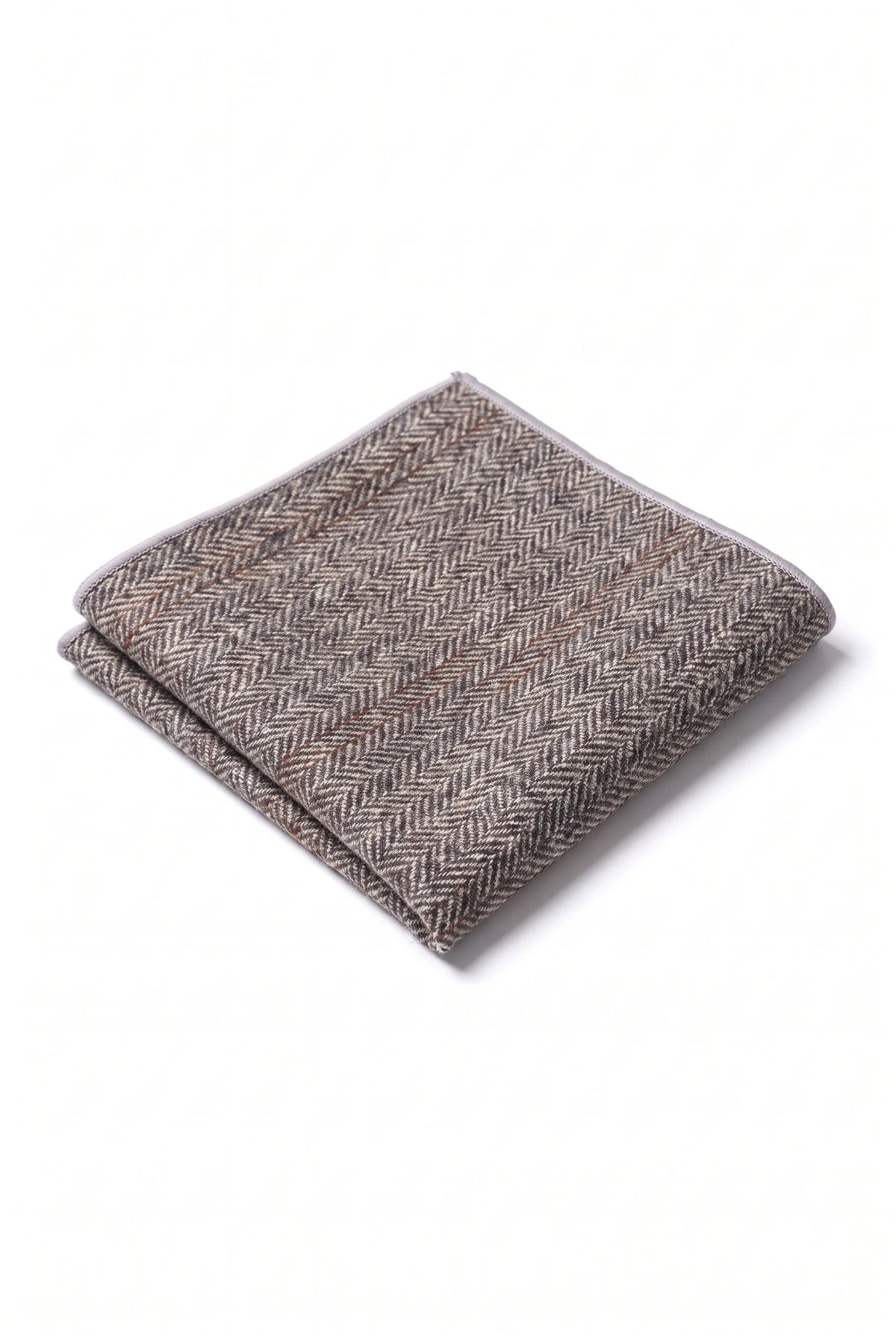Einstecktuch für Herren aus braunem Tweed-Wollmischgewebe