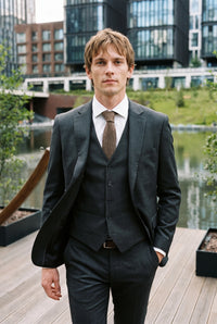 Braune Herrenkrawatte aus Wollmischung und Tweed