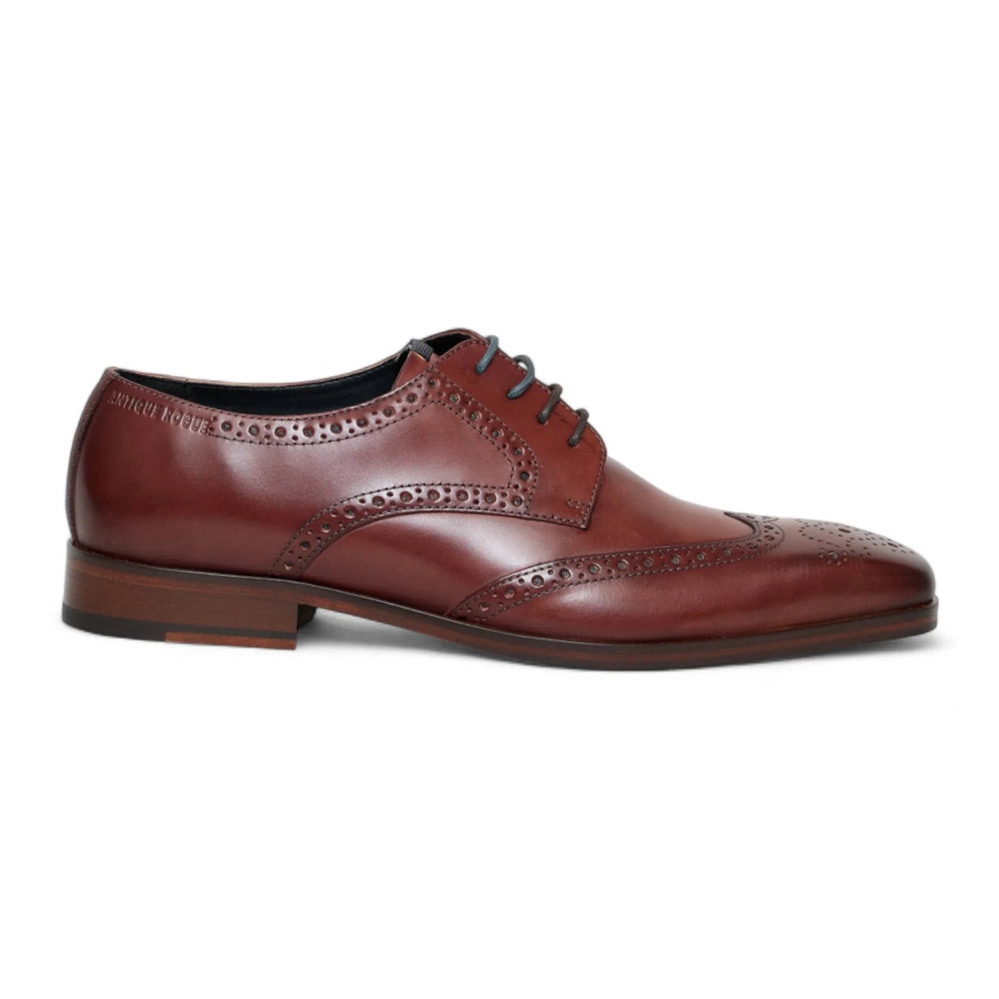 Klassische, formelle Herren-Brogue-Schnürschuhe aus burgunderrotem Leder