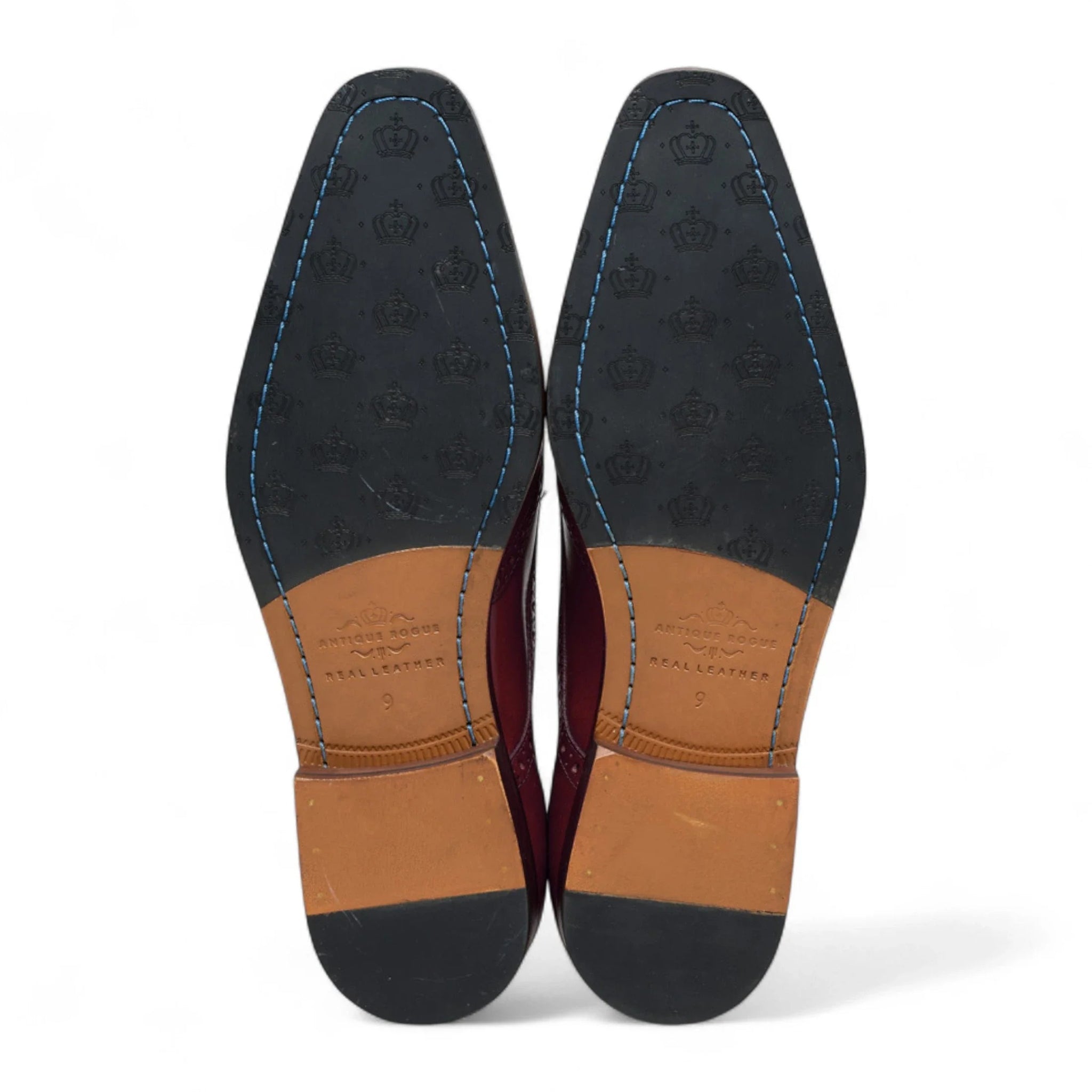 Klassische, formelle Herren-Brogue-Schnürschuhe aus burgunderrotem Leder