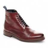 Herren-Ankle-Boots „Balmoral“ aus burgunderrotem Leder mit Kappe