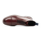 Herren-Ankle-Boots „Balmoral“ aus burgunderrotem Leder mit Kappe