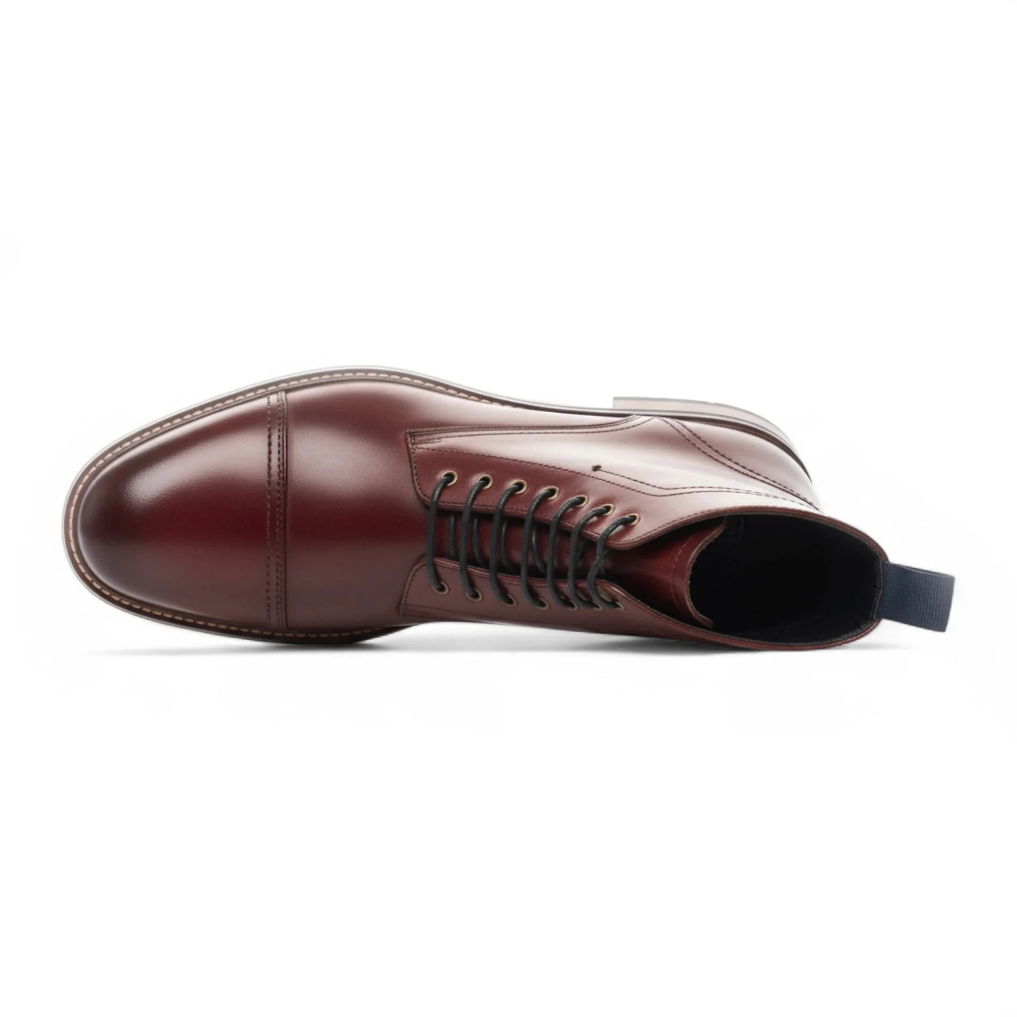 Herren-Ankle-Boots „Balmoral“ aus burgunderrotem Leder mit Kappe
