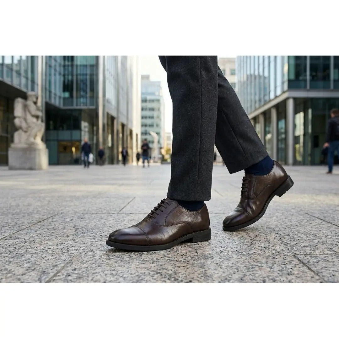 Klassische Oxford-Schnürschuhe für Herren mit Kappe