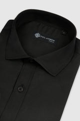 Klassisches Herren-Hemd mit doppelter Manschette und Cutaway-Kragen – Schwarz