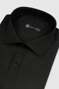 Klassisches Herren-Hemd mit doppelter Manschette und Cutaway-Kragen – Schwarz