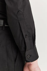 Klassisches Herren-Hemd mit doppelter Manschette und Cutaway-Kragen – Schwarz
