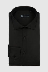 Klassisches Herren-Hemd mit doppelter Manschette und Cutaway-Kragen – Schwarz