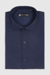 Klassisches Herren-Hemd mit doppelter Manschette und Cutaway-Kragen – Marineblau
