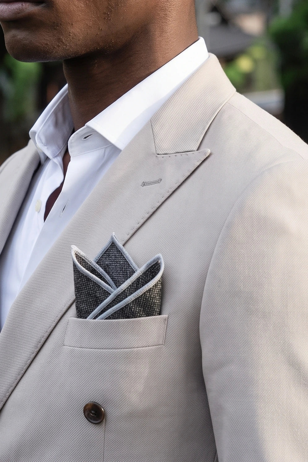 Einstecktuch aus dunkelgrauem Tweed für Herren