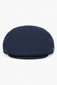 Herren Schiebermütze Wolle Fischgrät Marineblau Tweed Klassisch 1920er Unisex Del Boy