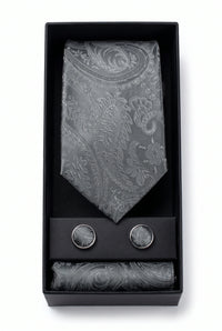 Geschenkset für graue Herrenkrawatten mit Paisley-Muster