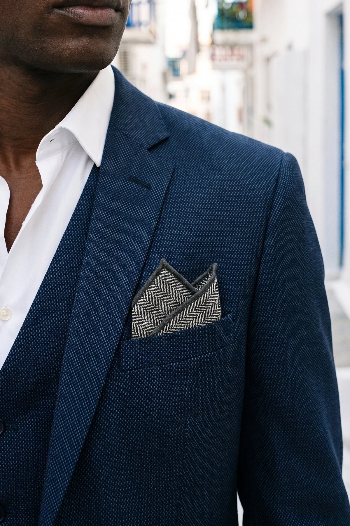 Graues Tweed-Einstecktuch für Herren