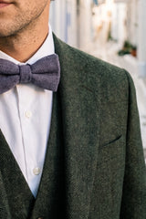 Graue Herrenfliege aus Tweed-Wollmischung