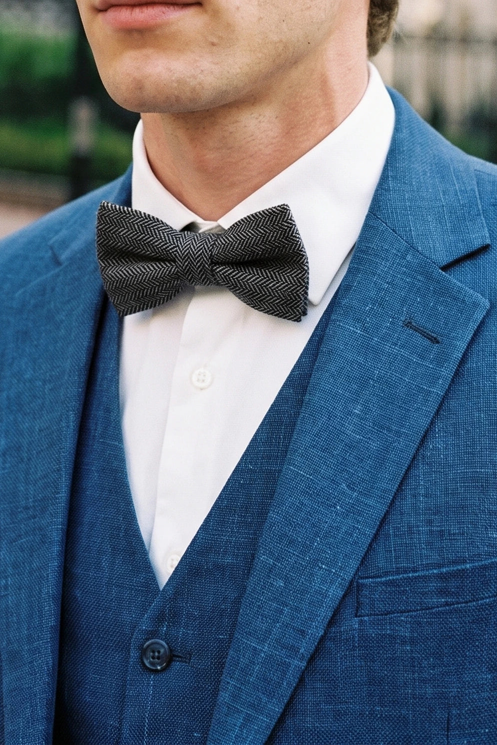 Graue Herrenfliege aus Tweed-Wollmischung