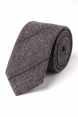 Graue Herrenkrawatte aus Wollmischung und Tweed