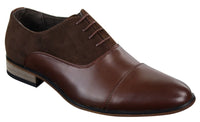Mens Italian Leather & Suede Laced Smart Casual Brown Navy Black Designer Shoes