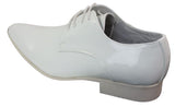 Mens Laced Smart Leather Lined Shoes Party Wedding Italian Pointed Patent Shiny