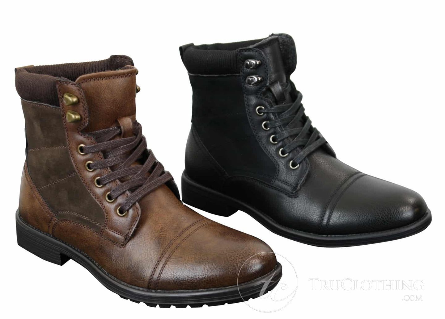 Mens Leather Suede PU Fleece Army Combat Military Ankle Boots Retro